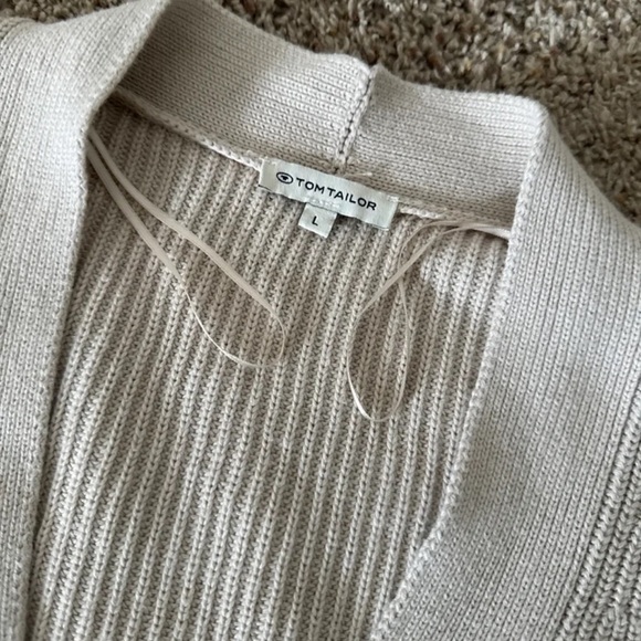 Tom Tailor Taupe Beige Button Front Neutral Cardigan Sweater size Large - Picture 9 of 12